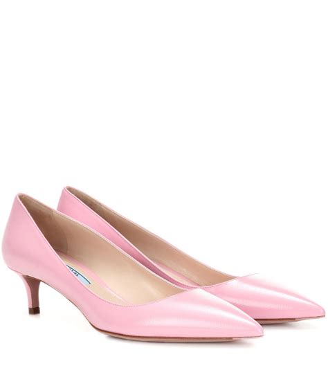 prada platform shoes pink|Prada kitten heel shoes.